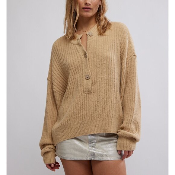 FREE PEOPLE Cozy Tan Sweater - Picture 1 of 9